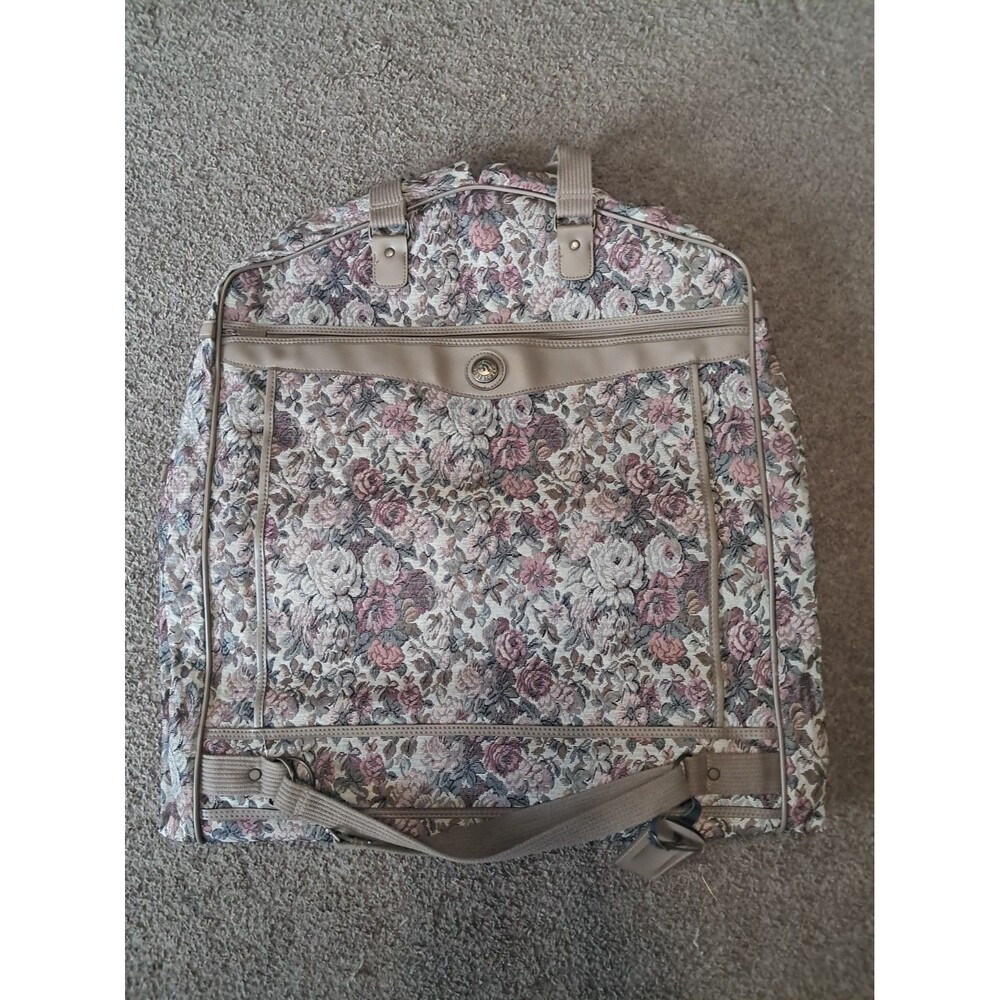 Jordache Floral Tapestry Folding Garment Bag Vintage Luggage Clothes Business